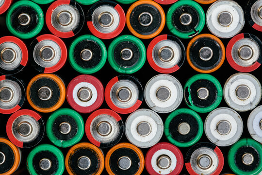 Macro of many batteries filling the entire frame.
