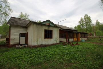 Fototapeta na wymiar abandoned children's camp building and territory