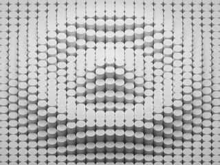 Waves of cylinders abstract geometric background 3D rendered illustration
