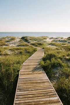 Boardwalk to Beach on Fall Afternoon