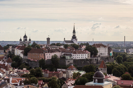 Estonia, Tallinn - Toompea (Cathedral Hill) with Nevsky Cathedral, Tall Hermann and St. Nikolai Church