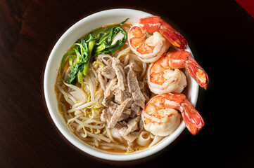 asian food soup prawn noodles