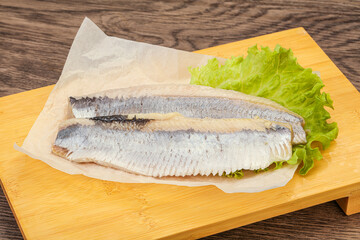 Herring fillet with salad leaves
