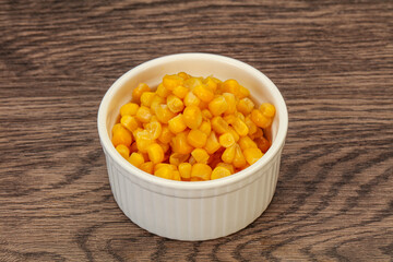 Sweet corn seeds in the bowl