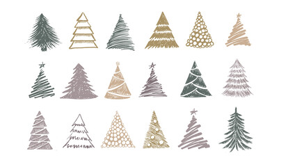 Obraz premium Christmas tree design, vector set.