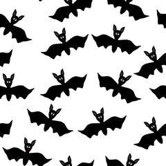 Obraz na płótnie Canvas smiling bats on a white background Halloween seamless pattern 