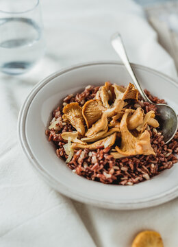 Wild rice with chanterelle mushrooms