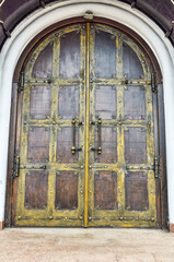 Wooden door of christian temple