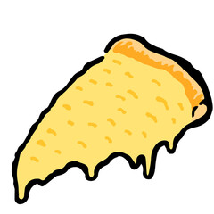 Illustration of Pizza slice(Cheese): Illustration like woodblock print