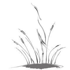 Blue heron bird painting by hands with brush painting style over white background