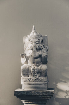 Holy Hindu elephant Ganesha statue in a sacred temple in Bali, Indonesia