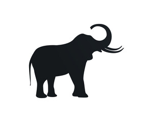 Vector flat elephant logo in black, silhouette on white background