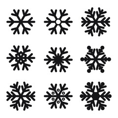 Snowflakes vector set. Winter collection of eps symbols Cold weather snowfall signs Low temperature, frost, freeze vector illustration. Freezing technology. New Year, Christmas season. Flat web icons.