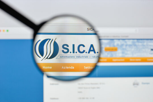 Milan, Italy - August 20, 2018: Sica SAS website homepage. Sica SAS logo visible.