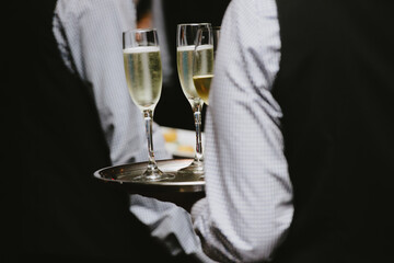 Tray of champagne and wine