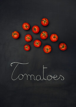 Tomatoes on a chalkboard