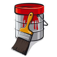 red paint bucket