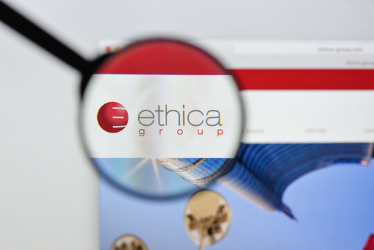 Milan, Italy - August 20, 2018: Ethica Corporate Finance website homepage. Ethica Corporate Finance logo visible.