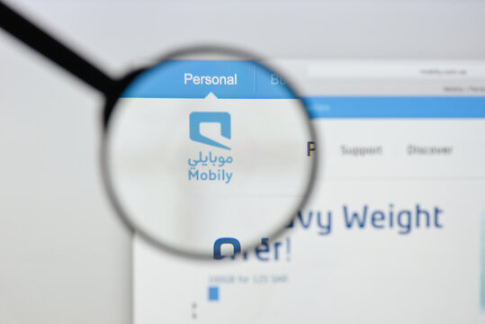 Milan, Italy - August 20, 2018: Mobily website homepage. Mobily logo visible.