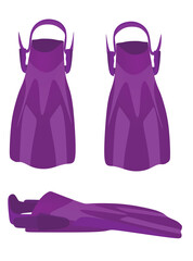 Purple swimming fins. vector illustration