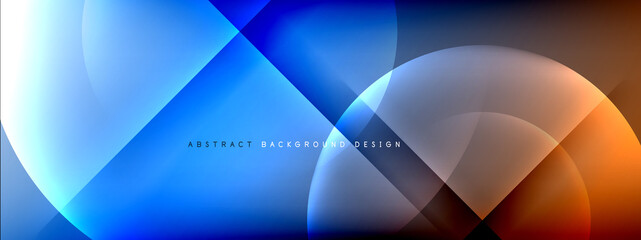 Vector abstract background - circle and cross on fluid gradient with shadows and light effects. Techno or business shiny design templates for text