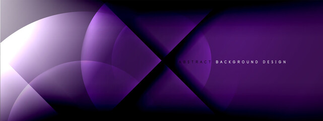 Vector abstract background - circle and cross on fluid gradient with shadows and light effects. Techno or business shiny design templates for text