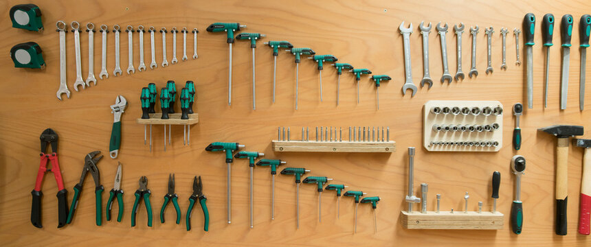 Tools hanging on wall