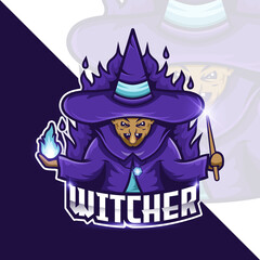 Logo gaming esport team. witcher or magic concept. editable vector graphic template
