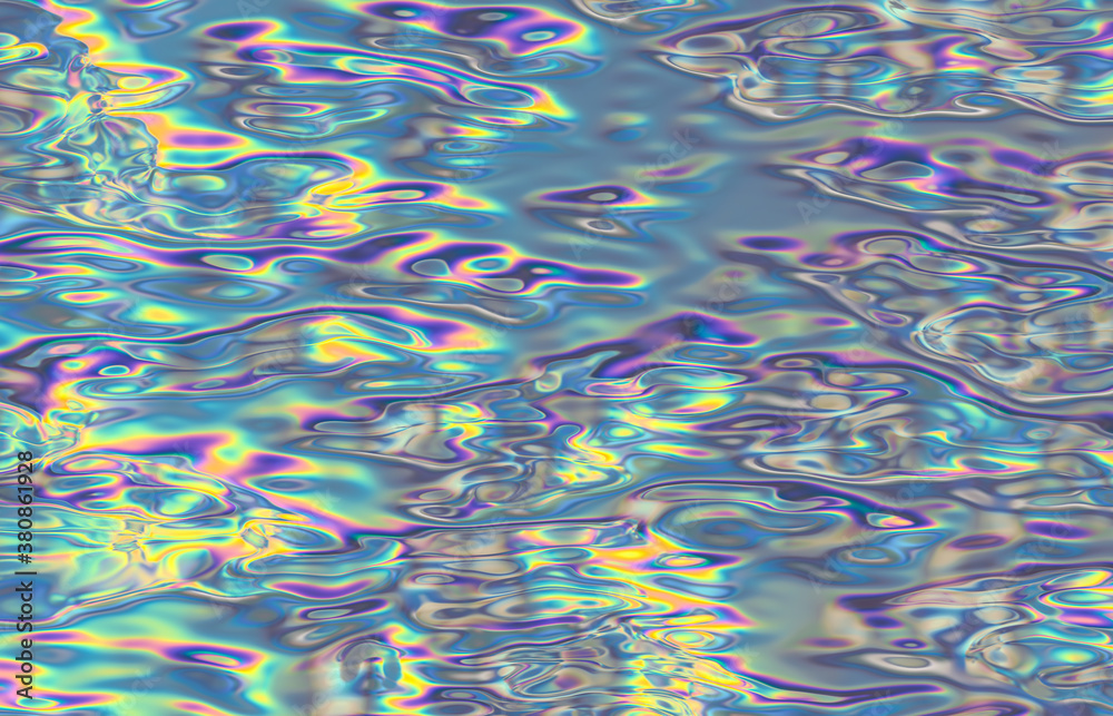 Poster abstract geometric iridescent texture background. liquid. 3d render.