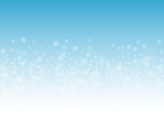 White Snow Vector Blue Background. Light Snowfall 