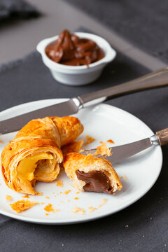 croissant for breakfast, with nutella