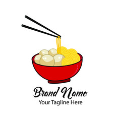 Meatball logo. red bowl color. vector illustration