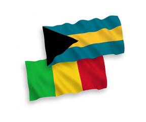 Flags of Commonwealth of The Bahamas and Mali on a white background