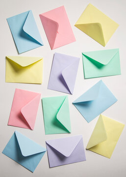 Colourful pastel envelope collection...