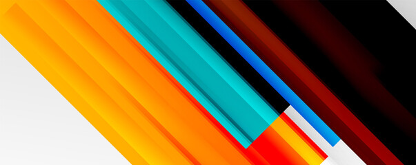 Geometric abstract backgrounds with shadow lines, modern forms, rectangles, squares and fluid gradients. Bright colorful stripes cool backdrops