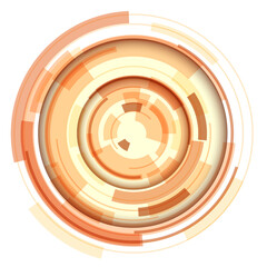 3D circular symbol, abstract lens technology design, rotating vector illustration.