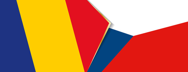 Romania and Czech Republic flags, two vector flags.