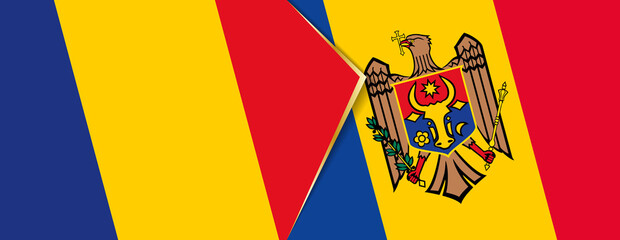 Romania and Moldova flags, two vector flags.