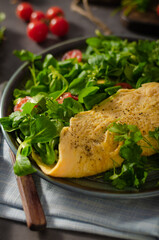 Egg omelette with salad