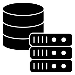 Fully Managed Databases Services Concept, Storage Server Vector Glyph Icon Design, Data Center and Web Hosting Symbol on White background 