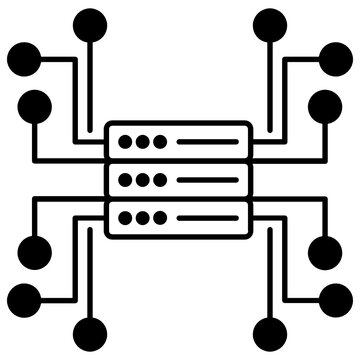 centralized decentralized Network server structure concept Vector Icon Design, Network Equipment and Web Hosting Symbol on White background, Intelligent Hardware Firewall Sign, 
