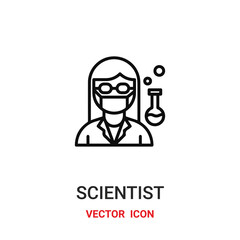 scientist icon vector symbol. scientist symbol icon vector for your design. Modern outline icon for your website and mobile app design.