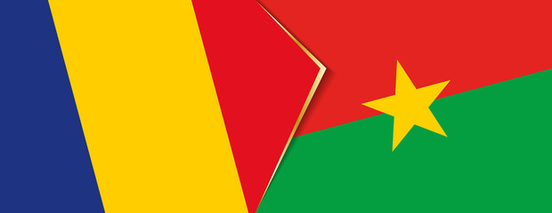 Romania and Burkina Faso flags, two vector flags.