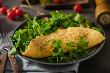 Egg omelette with salad