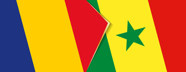 Romania and Senegal flags, two vector flags.