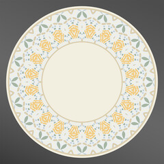 Elegant plate with an interesting geometric pattern. Home decor, porcelain design.