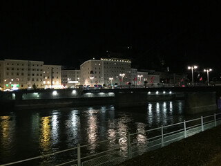 night view of coastal city in Salzburg, Austria