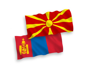 Flags of Mongolia and North Macedonia on a white background