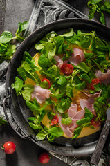Egg omelette with salad
