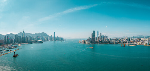 Naklejka premium Hong Kong island and Kowloon landscape 